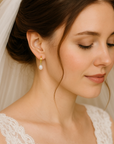 14K Gold Freshwater Pearl Drop Earrings, Huggie Design