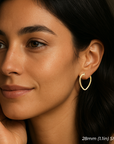14k Yellow Gold Heart Hoop Earrings, Medium Hoops with Hand Engraved Diamond-Cuts