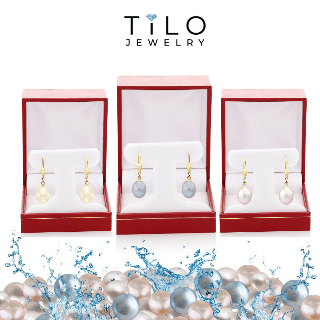 14k Gold Freshwater Pearl Dangle Earrings