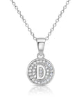 CZ Initial Round Charm Necklace (Letters A-Z) 16" 18" in Sterling Silver