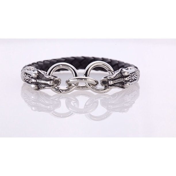 Dragon Head Leather Bracelet, Unisex