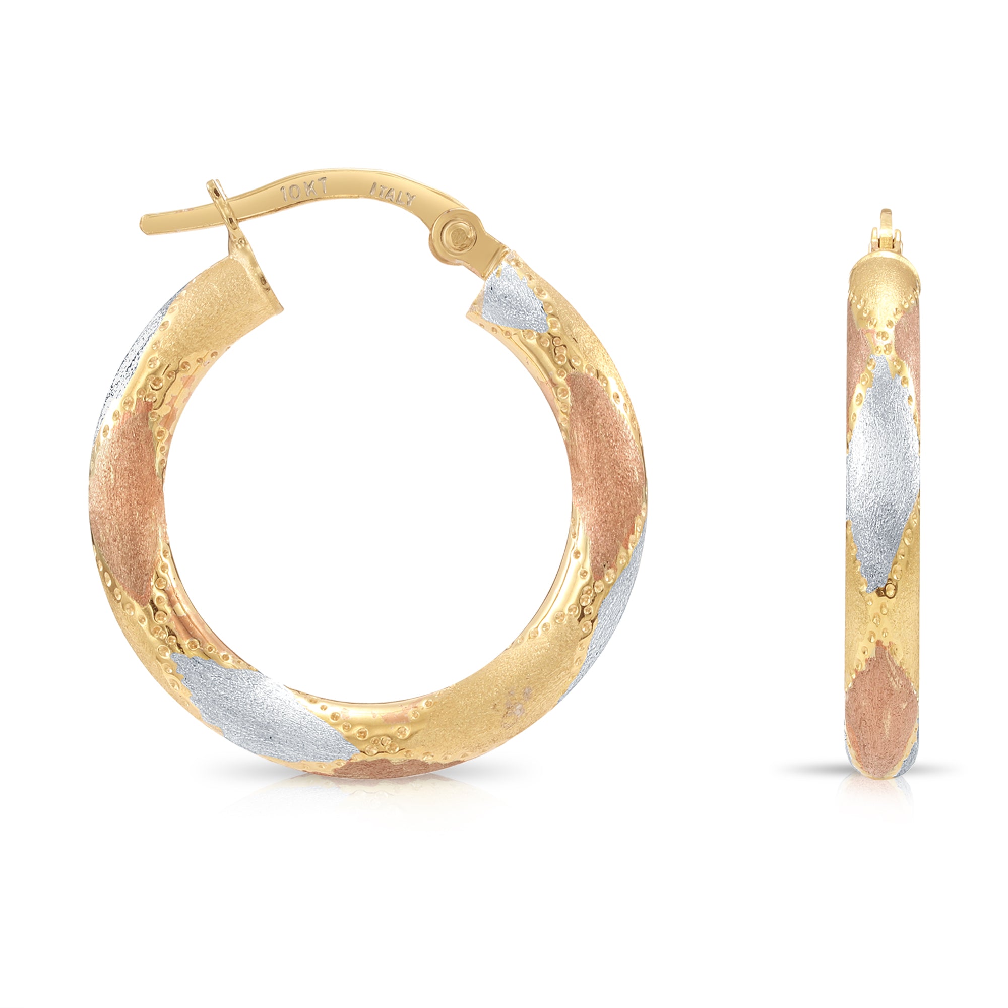 Tri colour gold hoop earrings hotsell