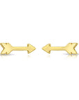 14k Solid Yellow Gold Tiny Arrow Studs, With Screw on Screwbacks