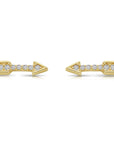 14k Solid Yellow Gold Tiny CZ Arrow Studs, With Screw on Screwbacks