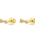 14k Solid Yellow Gold Tiny CZ Arrow Studs, With Screw on Screwbacks