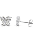 14K Solid Gold Butterfly CZ Stud Earrings, With Secure Push-Backs