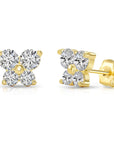 14K Solid Gold Butterfly CZ Stud Earrings, With Secure Push-Backs