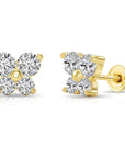 14K Solid Gold Butterfly CZ Stud Earrings, With Secure Screw-Backs