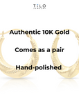 10K Yellow Gold Twisted Dotted Hoop Earrings, 18.5mm, By TILO Jewelry