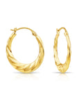 14K Yellow Gold Medium Spiral Hoop Earrings, 21mm