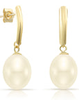 14k Yellow Gold Freshwater Pearl Dangle Earrings With Butterfly Pushbacks