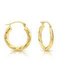 10K Yellow Gold Spiral Twist Hoop Earrings