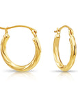 14K Yellow Gold Small Spiral Hoop Earrings, 15mm