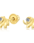10k Yellow Gold Tiny Cute Elephant Stud Earrings