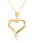 14K Yellow Gold Diamond-Cut Heart Pendant, With 18" Cable Chain Necklace