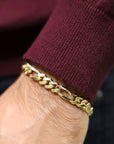 14K Yellow Gold Figaro Link Chain Bracelet, Sizes 7.25in-8.25in