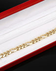 14K Yellow Gold Figaro Link Chain Bracelet, Sizes 7.25in-8.25in