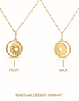 14K Yellow Gold Star & Moon Crescent Pendant, With 18" Necklace