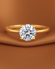Solid 14k Gold Round CZ Ring, Engagement & Promise Ring, 1 Ct Size