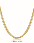 925 Sterling Silver Gold Plated Italian Multi-Row Cable Chain Necklace