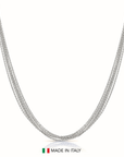 925 Sterling Silver Italian Multi-Row Cable Chain Necklace