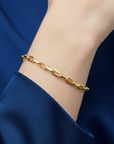 14K Yellow Gold Paperclip Bracelet, 7.5 Inches