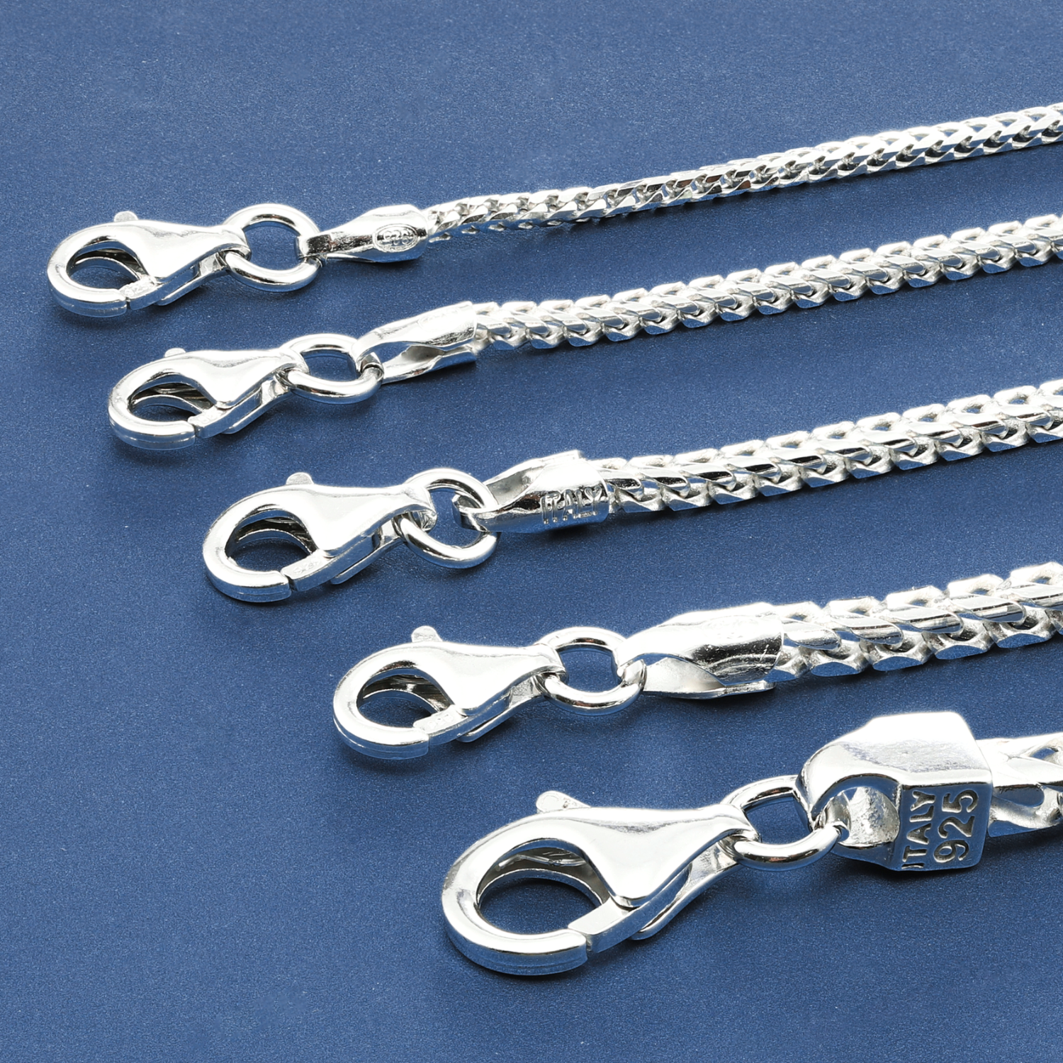 Italian Franco Chains Made In Solid 925 Sterling Silver, With 