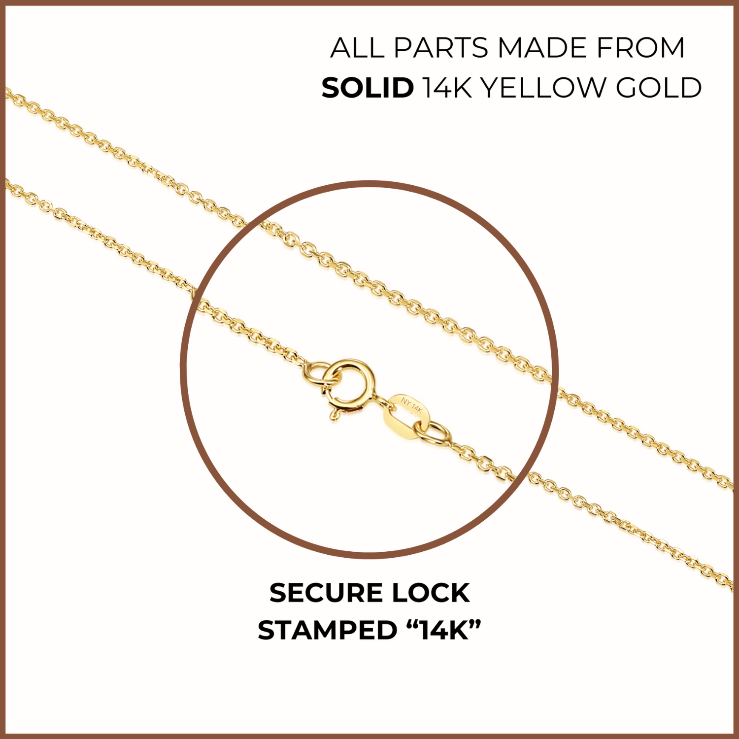14k Solid Yellow Gold Diamond-Cut Cable Chain, Made in Italy, Necklace 16-18 Inch 0.9mm-1.5mm