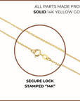 14k Solid Yellow Gold Diamond-Cut Cable Chain, Made in Italy, Necklace 16-18 Inch 0.9mm-1.5mm