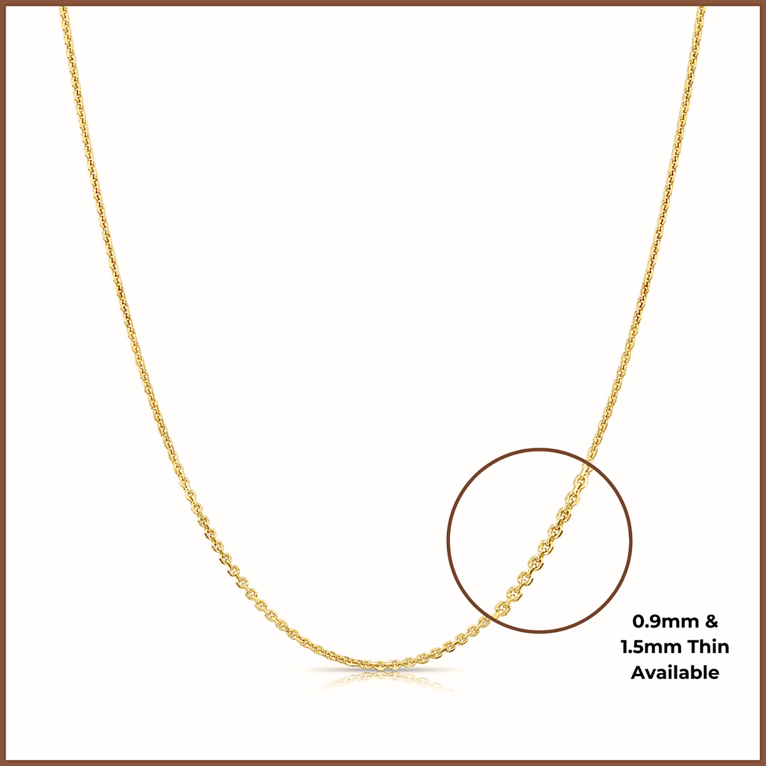 14k Solid Yellow Gold Diamond-Cut Cable Chain, Made in Italy, Necklace 16-18 Inch 0.9mm-1.5mm