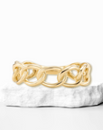 Solid 14k Gold Cuban Chain Ring, Chunky Chain Link Design