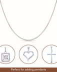 14k Solid White Gold Diamond-Cut Cable Chain Necklace 16 18 20Inch, 1.5mm Thick