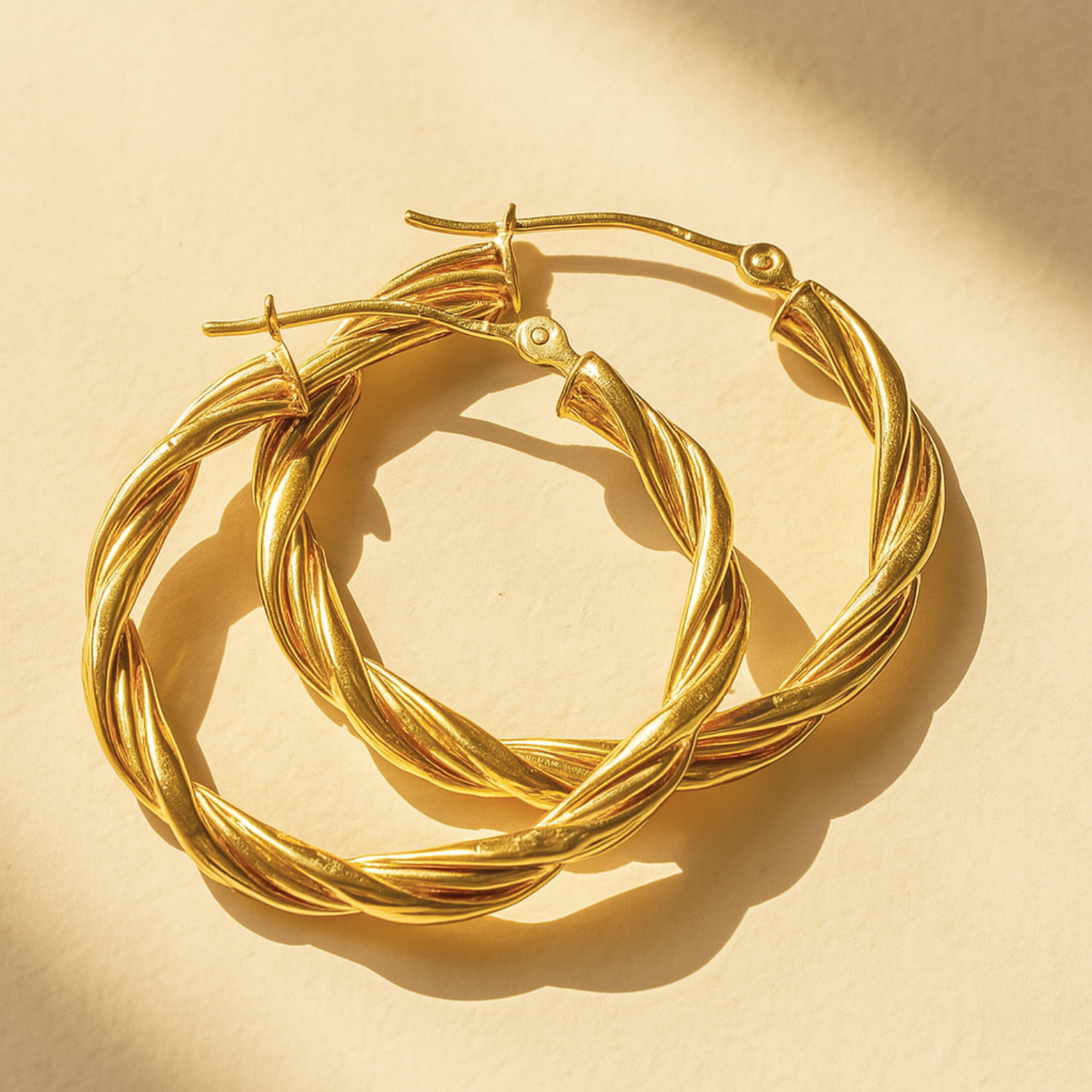 14k Yellow Gold Twisted Hoop Earrings