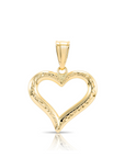 14K Yellow Gold Diamond-Cut Heart Pendant, With 18" Cable Chain Necklace