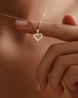 14K Yellow Gold Diamond-Cut Heart Pendant, With 18" Cable Chain Necklace