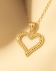 14K Yellow Gold Diamond-Cut Heart Pendant, With 18" Cable Chain Necklace