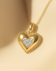 14K Lab Diamond Heart Pendant Necklace, 0.15ctw