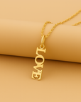 14K Yellow Gold Love Pendant, With 18" Necklace