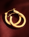 14k Solid Yellow Gold Square Tube Hoop Earrings, Bold Chunky Hoops, 2.8mm Thin
