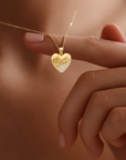 14K Solid Yellow Gold Heart Pendant, With 18" Cable Chain Necklace