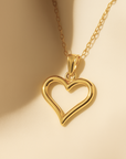 14K Yellow Gold Classic Heart Pendant, With 18" Cable Chain Necklace