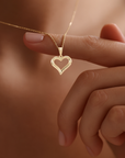 14K Yellow Gold Diamond-Cut Heart Pendant, With 18" Cable Chain Necklace