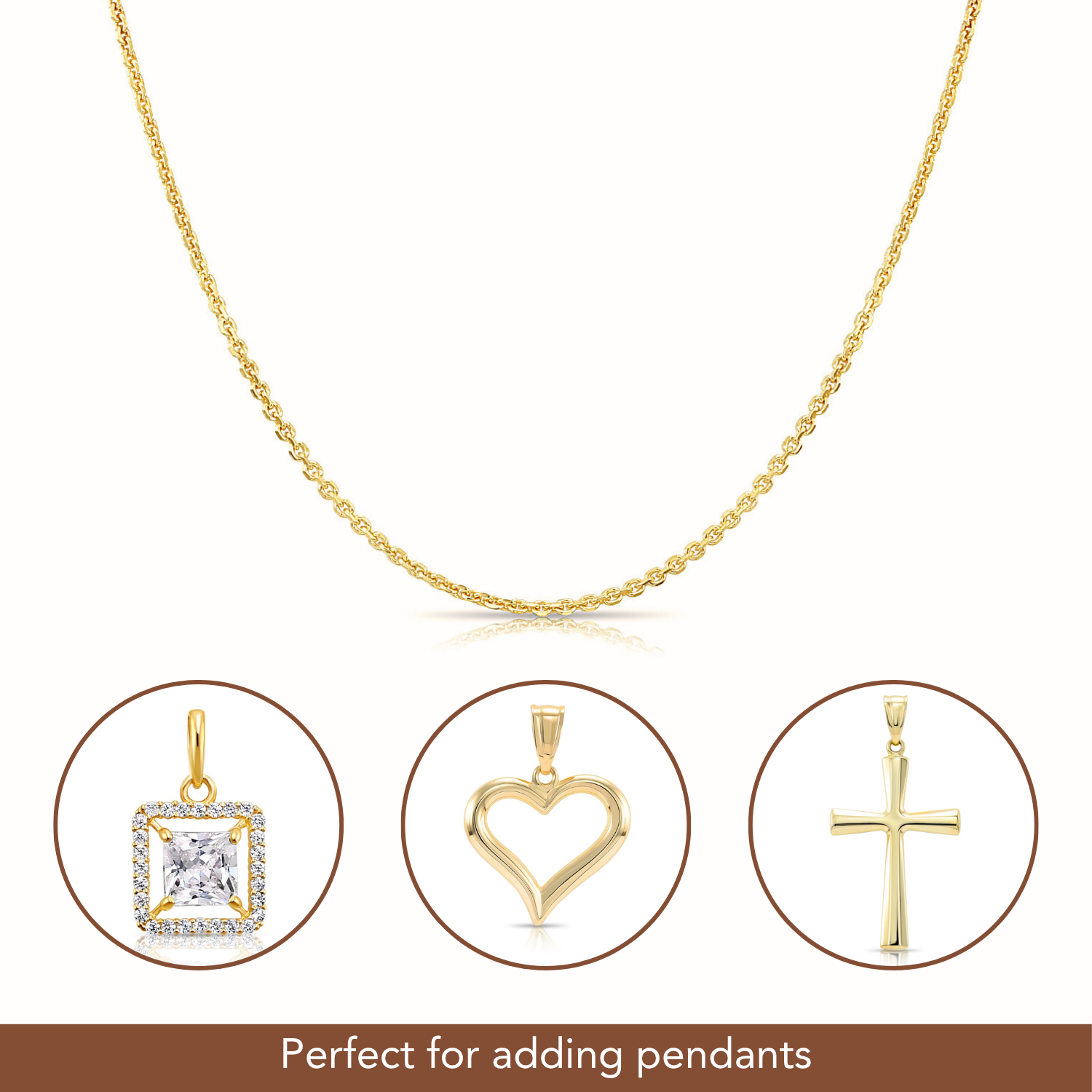 14k Solid Yellow Gold Diamond-Cut Cable Chain, Made in Italy, Necklace 16-18 Inch 0.9mm-1.5mm