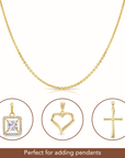 14k Solid Yellow Gold Diamond-Cut Cable Chain, Made in Italy, Necklace 16-18 Inch 0.9mm-1.5mm