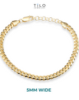 925 Sterling Silver Miami Cuban Link Bracelet, 5mm Thick, Gold-Tone