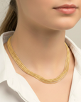 925 Sterling Silver Gold Plated Italian Multi-Row Cable Chain Necklace