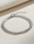 925 Sterling Silver Italian Multi-Row Cable Chain Bracelet, Adjustable 7"-8"