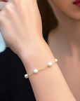 14K Gold Freshwater Pearl Bracelet, With Hand Engraved Diamond-Cut Details