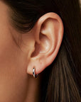 Sterling Silver Classic Round Huggie Hoop Earrings, 13mm
