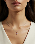 Sterling Silver Birthstone Halo Pendant Necklace
